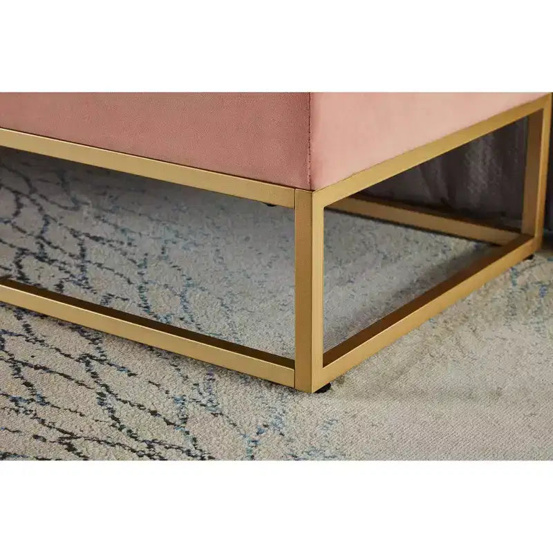 58.6 Banco otomano de almacenamiento de terciopelo con botones capitoné, tapizado, base de metal, reposapiés, banco de cama para recibidor y dormitorio