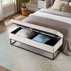 58.6 Banco otomano de almacenamiento de terciopelo con botones capitoné, tapizado, base de metal, reposapiés, banco de cama para recibidor y dormitorio