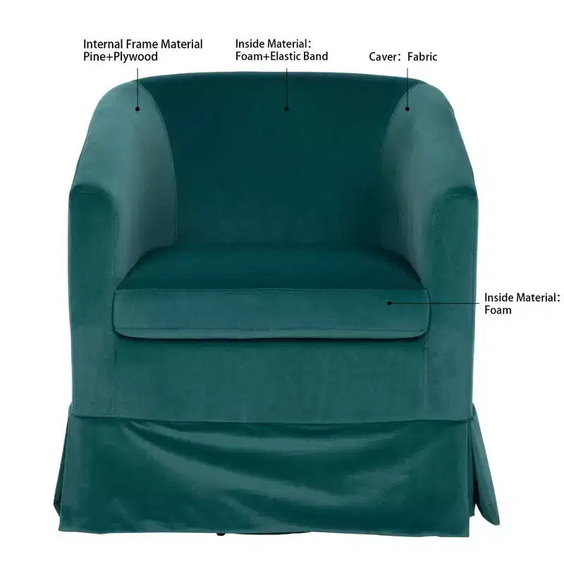 Sillón moderno de 27.36 de ancho con giro, sillón decorativo cómodo y suave con base gruesa, silla para sala de estar o dormitorio.