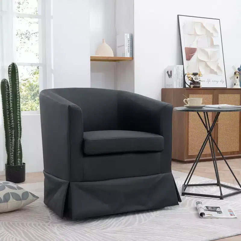 Sillón moderno de 27.36 de ancho con giro, sillón decorativo cómodo y suave con base gruesa, silla para sala de estar o dormitorio.
