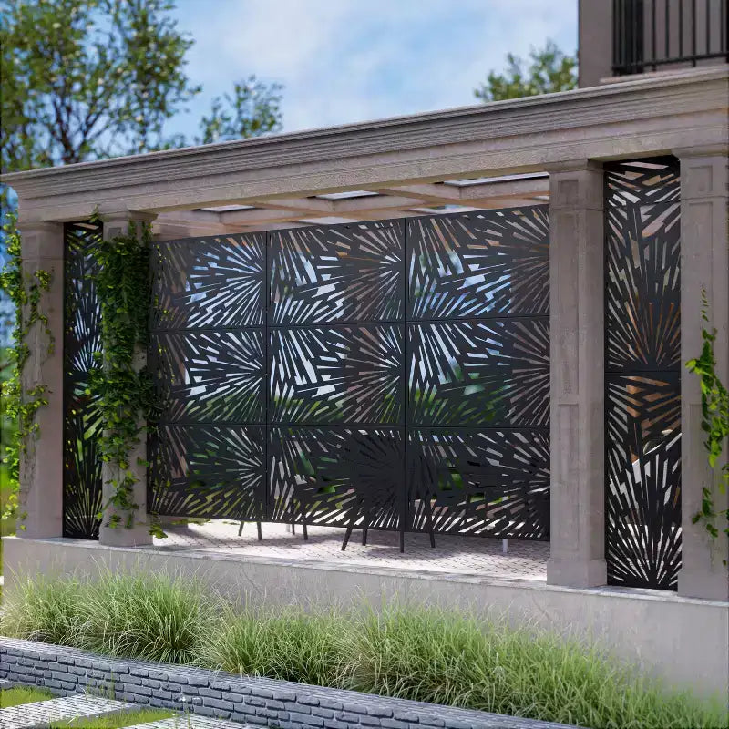 Pantalla de panel de privacidad natural negra para exterior de 72x47, divisor plegable natural para patio trasero y jardín