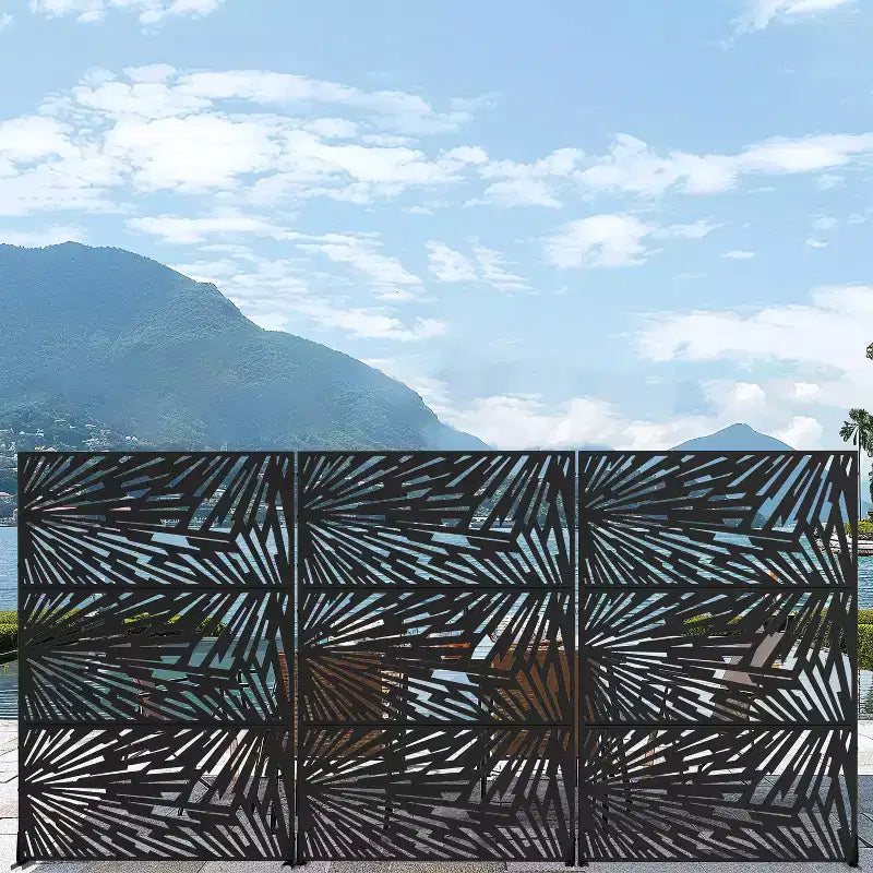 Pantalla de panel de privacidad natural negra para exterior de 72x47, divisor plegable natural para patio trasero y jardín