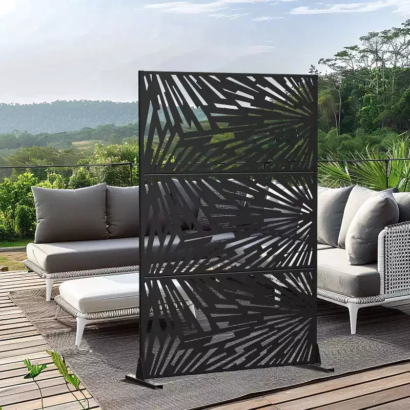 Pantalla de panel de privacidad natural negra para exterior de 72x47, divisor plegable natural para patio trasero y jardín