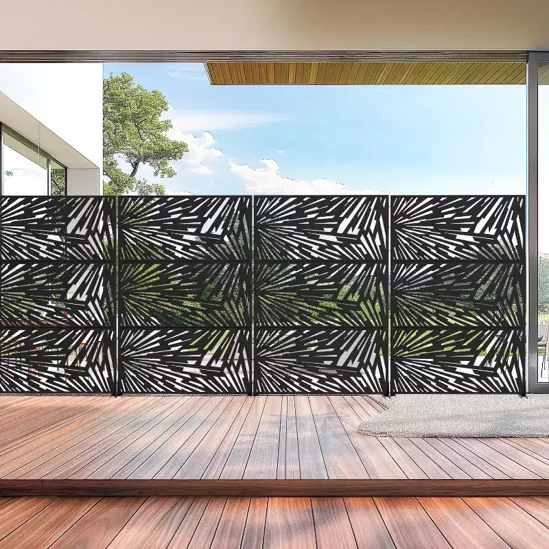 Pantalla de panel de privacidad natural negra para exterior de 72x47, divisor plegable natural para patio trasero y jardín