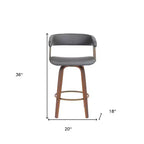 26 Sillas de bar giratorias de piel sintética gris y marrón madera de altura para mostrador