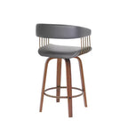 26 Sillas de bar giratorias de piel sintética gris y marrón madera de altura para mostrador