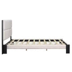 Cama tapizada en bouclé con costuras cuadradas contemporáneas