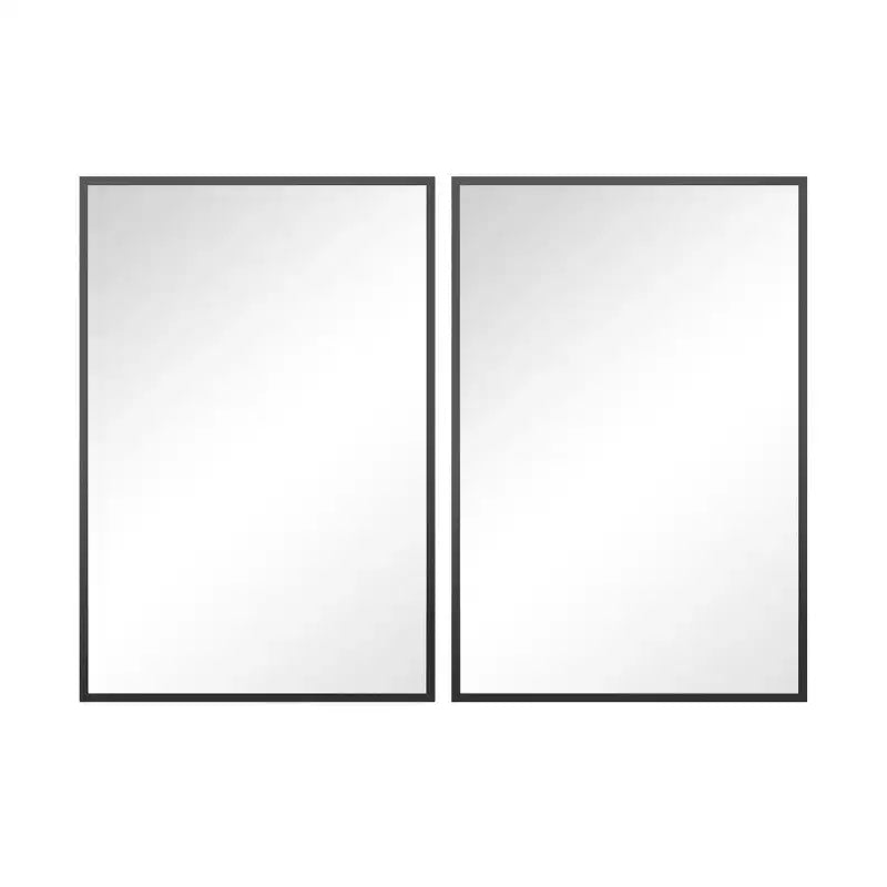 Espejo colgante rectangular de ángulo recto con borde delgado de aluminio de doble cara, 35,83x24,02x0,59 pulgadas, negro