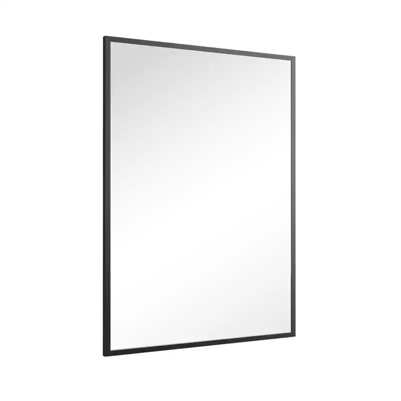 Espejo colgante rectangular de ángulo recto con borde delgado de aluminio de doble cara, 35,83x24,02x0,59 pulgadas, negro