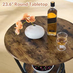 Mesa y sillas de bar redondas, mesa de comedor pequeña para 2 personas, con 2 taburetes tapizados, para cocina, comedor y bistró - Marrón rústico
