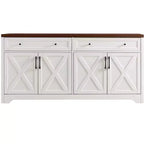 Aparador, Mueble Auxiliar con 2 Puertas Decoradas y 2 Cajones, Armario de Almacenamiento para Sala de Estar, Comedor, Cocina