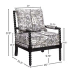 Sillón auxiliar tapizado Spool con estructura de madera torneada