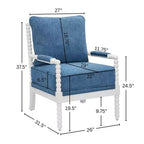 Sillón auxiliar tapizado Spool con estructura de madera torneada