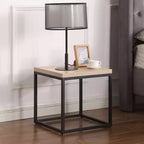 Mesa auxiliar cuadrada moderna de 17.7" de metal y madera