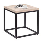 Mesa auxiliar cuadrada moderna de 17.7" de metal y madera