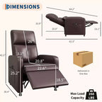 Sillón reclinable eléctrico ergonómico - Funciones de masaje y calor, reclinable eléctrico ajustable, sofá individual de cuero PU acolchado (uso en sala de estar)