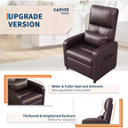 Sillón reclinable eléctrico ergonómico - Funciones de masaje y calor, reclinable eléctrico ajustable, sofá individual de cuero PU acolchado (uso en sala de estar)