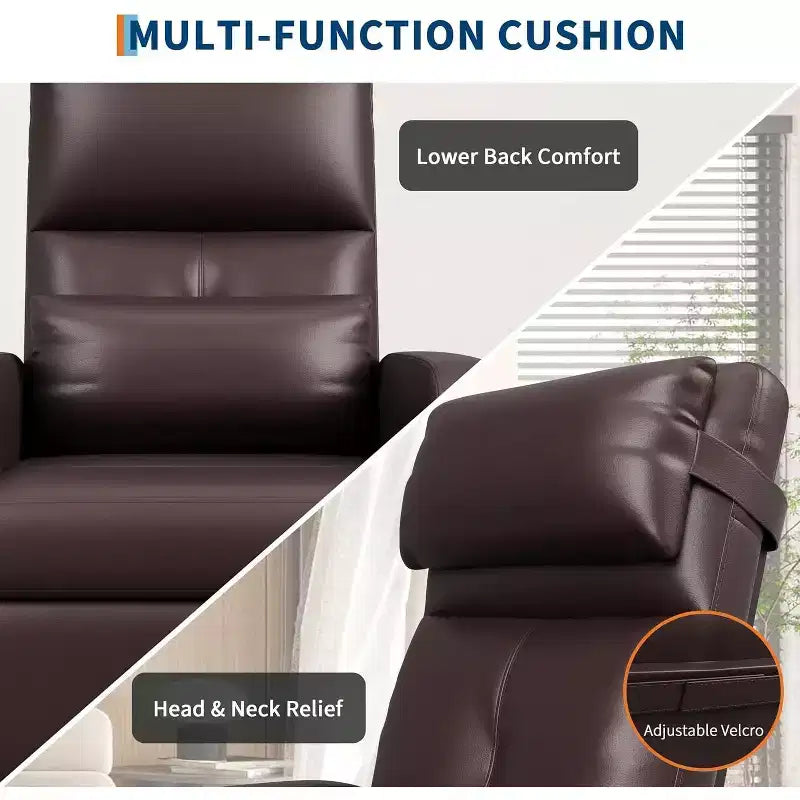 Sillón reclinable eléctrico ergonómico - Funciones de masaje y calor, reclinable eléctrico ajustable, sofá individual de cuero PU acolchado (uso en sala de estar)