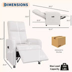 Sillón reclinable eléctrico ergonómico - Funciones de masaje y calor, reclinable eléctrico ajustable, sofá individual de cuero PU acolchado (uso en sala de estar)