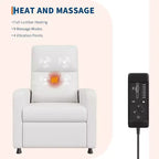 Sillón reclinable eléctrico ergonómico - Funciones de masaje y calor, reclinable eléctrico ajustable, sofá individual de cuero PU acolchado (uso en sala de estar)