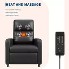 Sillón reclinable eléctrico ergonómico - Funciones de masaje y calor, reclinable eléctrico ajustable, sofá individual de cuero PU acolchado (uso en sala de estar)