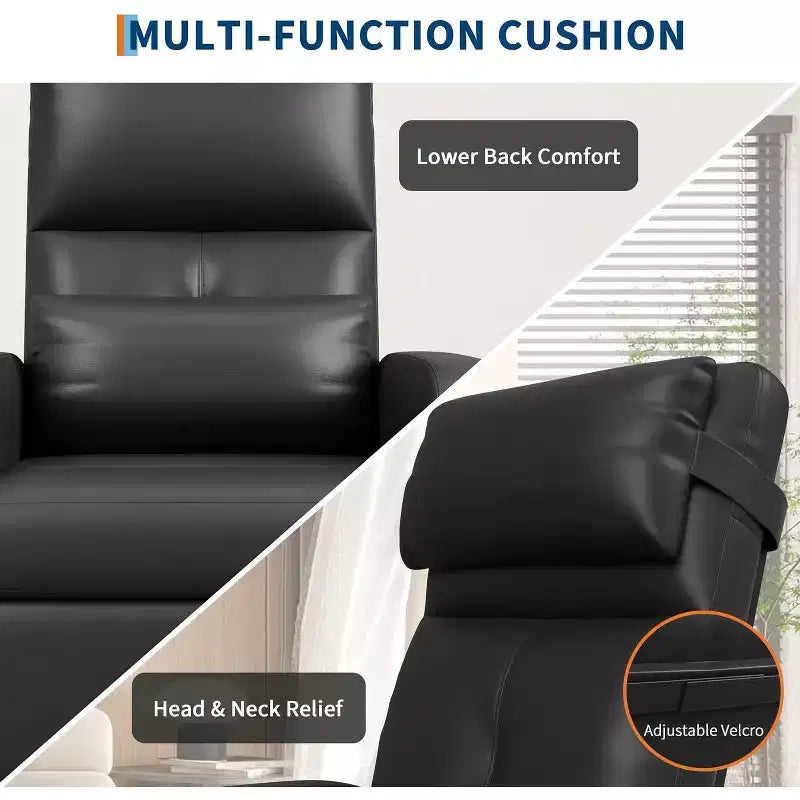 Sillón reclinable eléctrico ergonómico - Funciones de masaje y calor, reclinable eléctrico ajustable, sofá individual de cuero PU acolchado (uso en sala de estar)