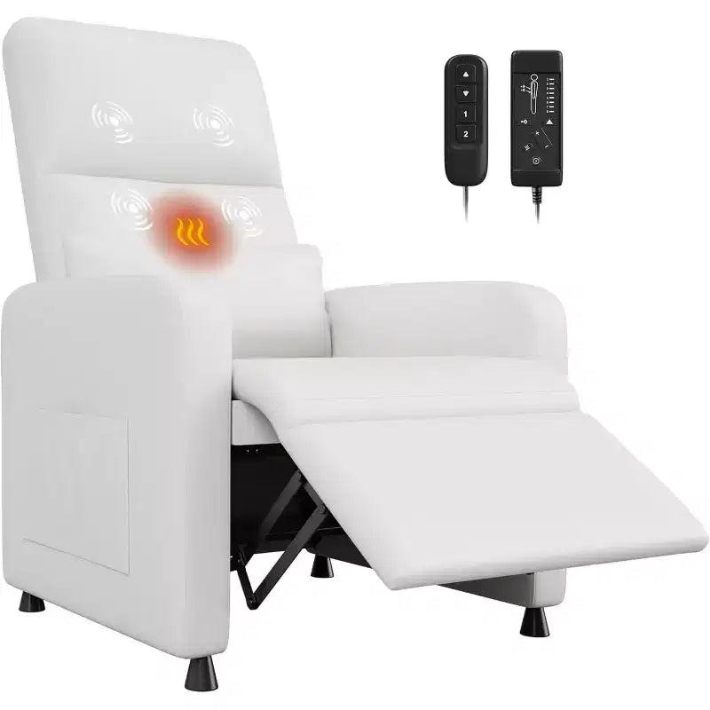 Sillón reclinable eléctrico ergonómico - Funciones de masaje y calor, reclinable eléctrico ajustable, sofá individual de cuero PU acolchado (uso en sala de estar)