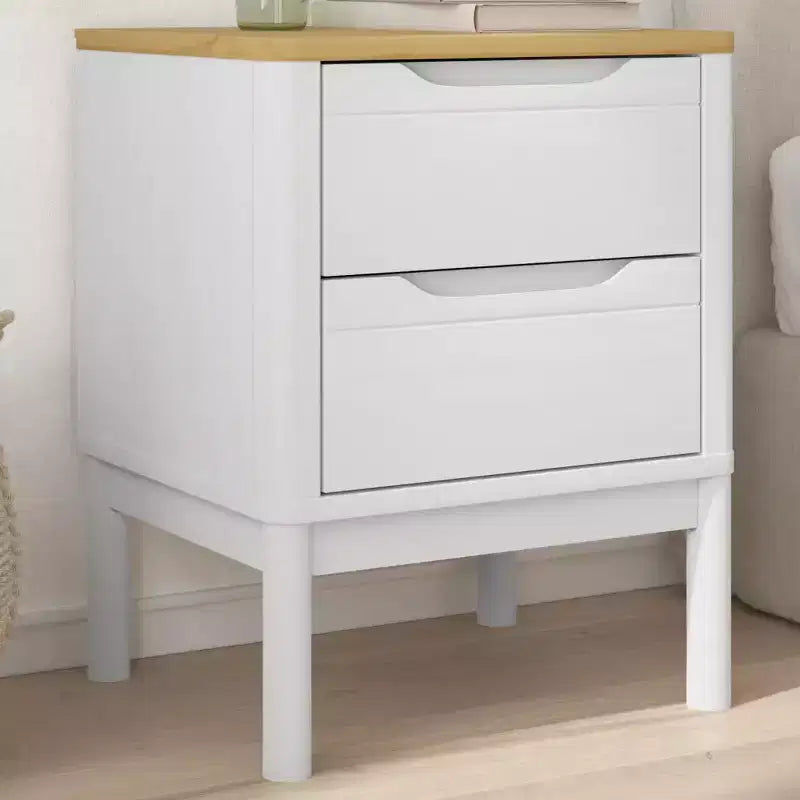 Bedside Cabinet White Solid Pine Wood Small Bedside Cabinet