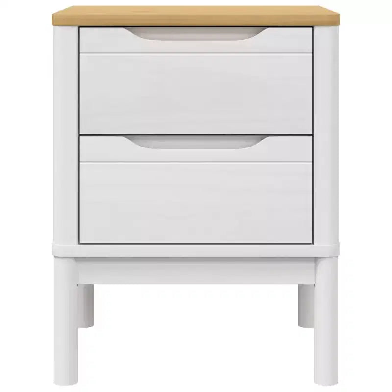 Mesita de Noche Blanca de Madera Maciza de Pino Pequeña Mesita de Noche