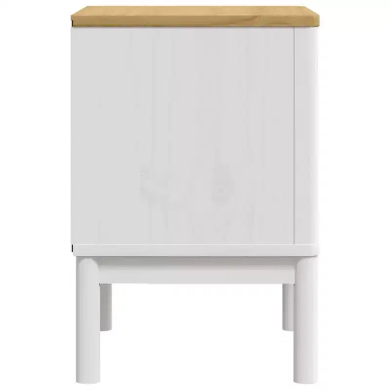 Mesita de Noche Blanca de Madera Maciza de Pino Pequeña Mesita de Noche