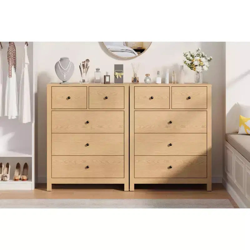 Cómoda de 5 cajones, organizador de cómoda moderno y alto con cajones de almacenamiento para dormitorio, recibidor u oficina en casa