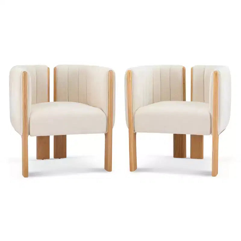 Sillas de comedor modernas y elegantes de bouclé con patas de madera, sillas auxiliares para salas de estar, sillas elegantes para cocina o comedor