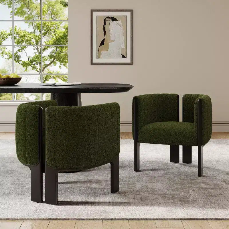 Sillas de comedor modernas y elegantes de bouclé con patas de madera, sillas auxiliares para salas de estar, sillas elegantes para cocina o comedor