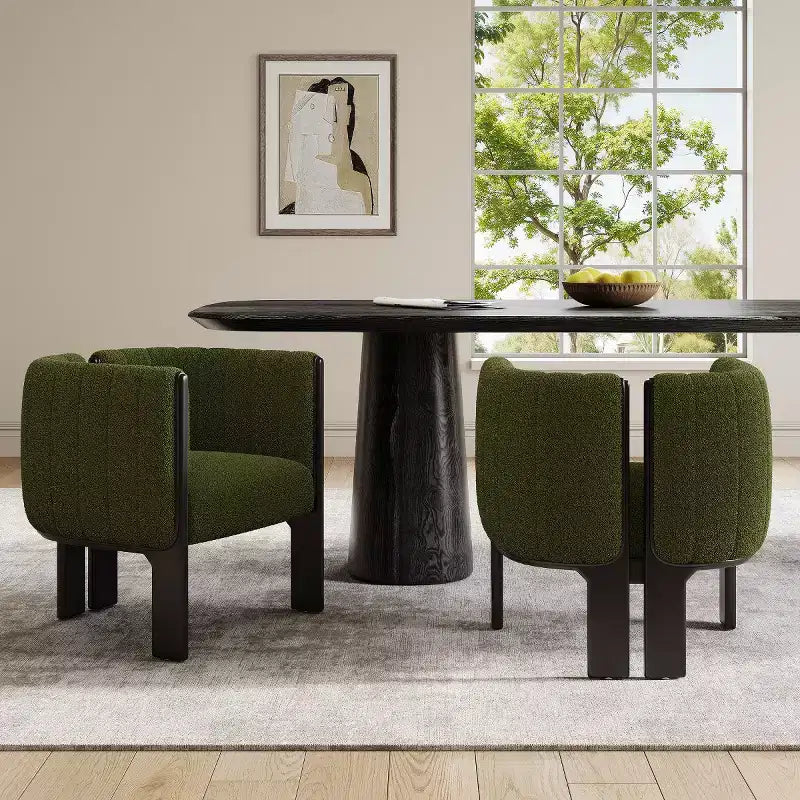 Sillas de comedor modernas y elegantes de bouclé con patas de madera, sillas auxiliares para salas de estar, sillas elegantes para cocina o comedor