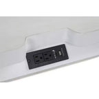 Mesita de Noche de 3 Cajones con Puertos USB y Enchufes, Blanco Antiguo