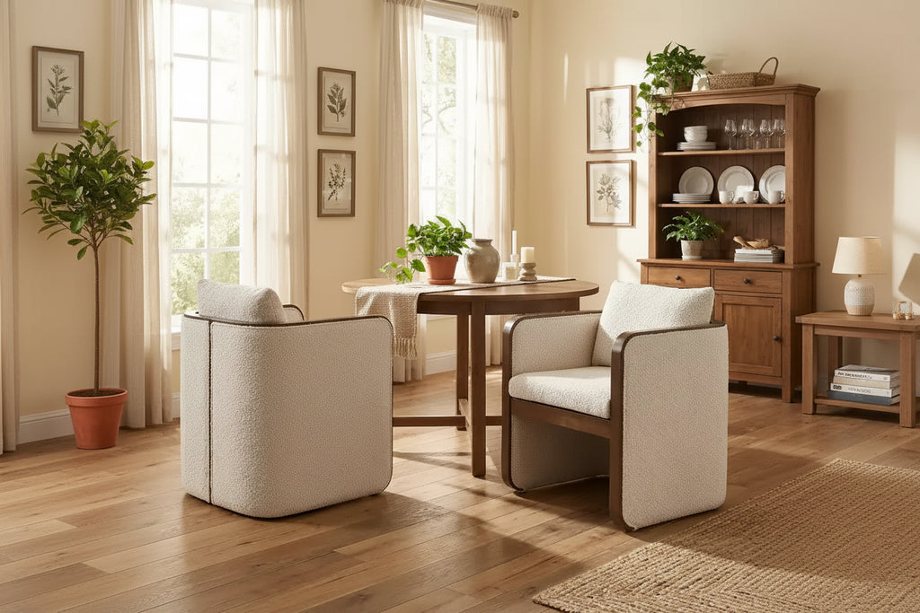 Sillas de comedor tapizadas Shan de madera de caucho moderna