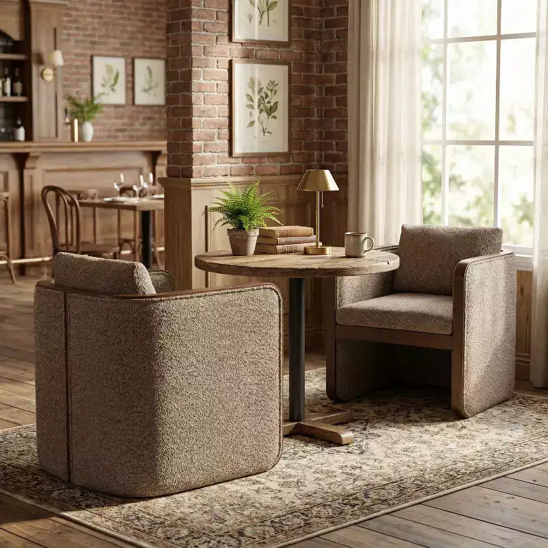 Sillas de comedor tapizadas Shan de madera de caucho moderna