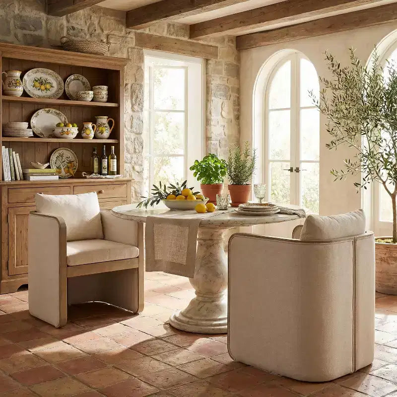 Sillas de comedor tapizadas Shan de madera de caucho moderna