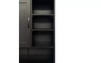 Armario de lavandería independiente de 63" negro - Tablero de partículas + MDF, cesto inclinable, estantes ajustables y almacenamiento múltiple