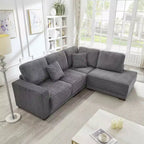 Sofá seccional en forma de L de 236 cm con chaise longue reversible, sofá tapizado en pana suave para sala de estar, color gris