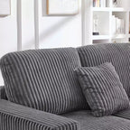 Sofá seccional en forma de L de 236 cm con chaise longue reversible, sofá tapizado en pana suave para sala de estar, color gris