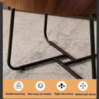 Mesa de centro moderna, mesa auxiliar redonda pequeña con base de hierro geométrica y tapa de MDF de nogal, mesa auxiliar compacta para sala de estar, oficina, dormitorio