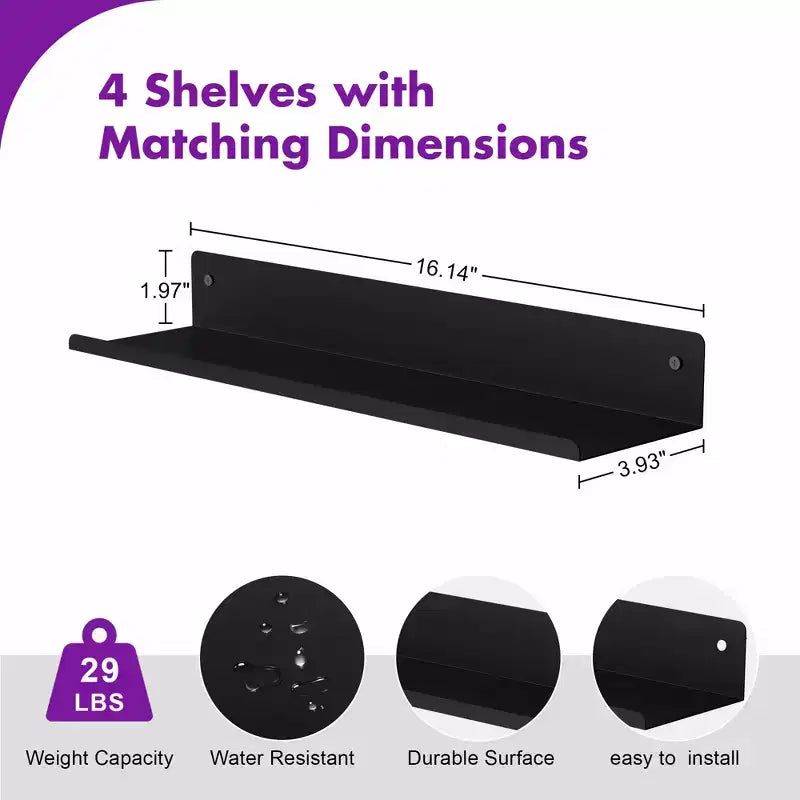 Estantes de pared flotantes de metal para baño, cocina, sala de estar