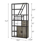 Mueble bar multiusos con soporte para copas, estantería alta de almacenamiento y mueble para microondas de cocina para usar en la sala de estar, el comedor o la cocina