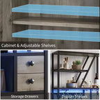 Mueble bar multiusos con soporte para copas, estantería alta de almacenamiento y mueble para microondas de cocina para usar en la sala de estar, el comedor o la cocina