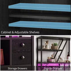 Mueble bar multiusos con soporte para copas, estantería alta de almacenamiento y mueble para microondas de cocina para usar en la sala de estar, el comedor o la cocina