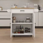 Carrito de cocina rodante con estantes ajustables, toallero y cubierta de madera para almacenamiento
