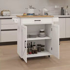 Carrito de cocina rodante con estantes ajustables, toallero y cubierta de madera para almacenamiento