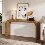 Mesa Consola de Madera Maciza de 70.87 Pulgadas, Mesa de Sofá Rústica con Esquinas de Cascada para Pasillo, Sala de Estar, Detrás del Sofá, Madera Natural