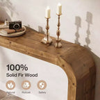 Mesa Consola de Madera Maciza de 70.87 Pulgadas, Mesa de Sofá Rústica con Esquinas de Cascada para Pasillo, Sala de Estar, Detrás del Sofá, Madera Natural